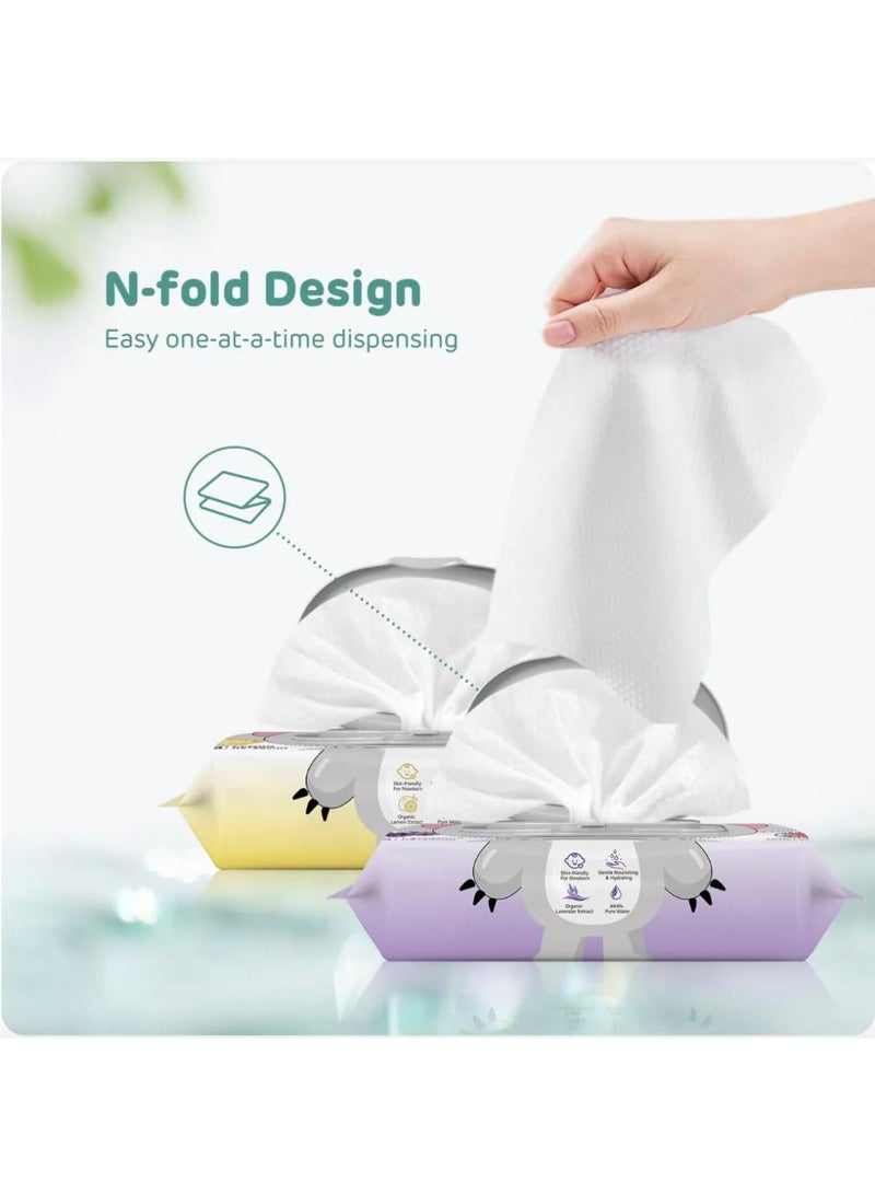 aiwibi 100% Skin-friendly Baby Wet Wipes 80 Sheets- Pack of 3 (240 Pcs)-Lavender - Image 5